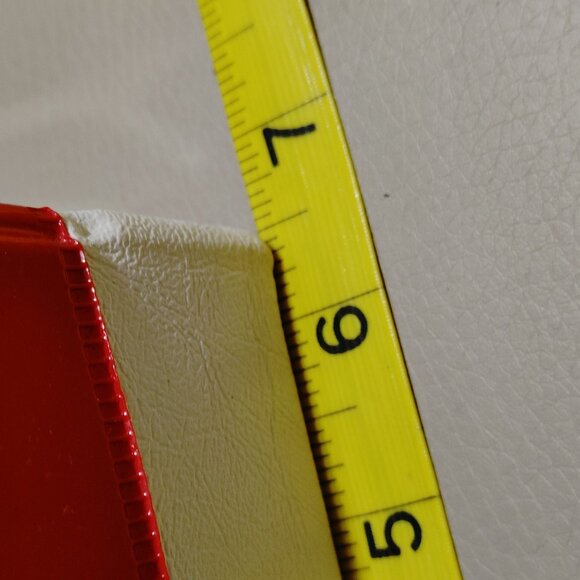 MCM Vinyl Handbag Vintage 1950s White Red Turn Lock Closure Handle Storage Case - Picture 5 of 16